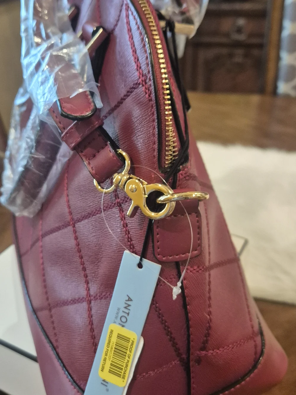 ANTONIO MELANI Quilted Dome Satchel - Burgundy